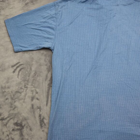 Wrangler Shirt Mens M Blue Short Sleeve Slit Chest Button Collared Top - Picture 13 of 16